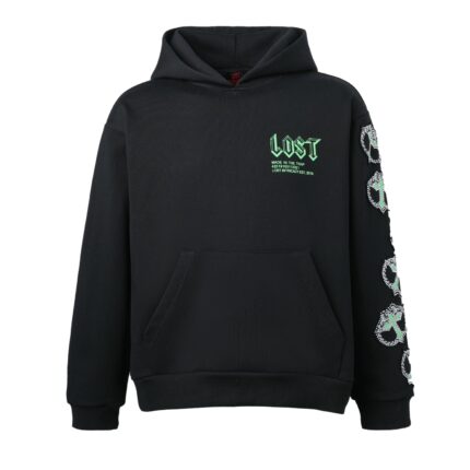 Lost Intricacy Black Green Mitt Hoodie