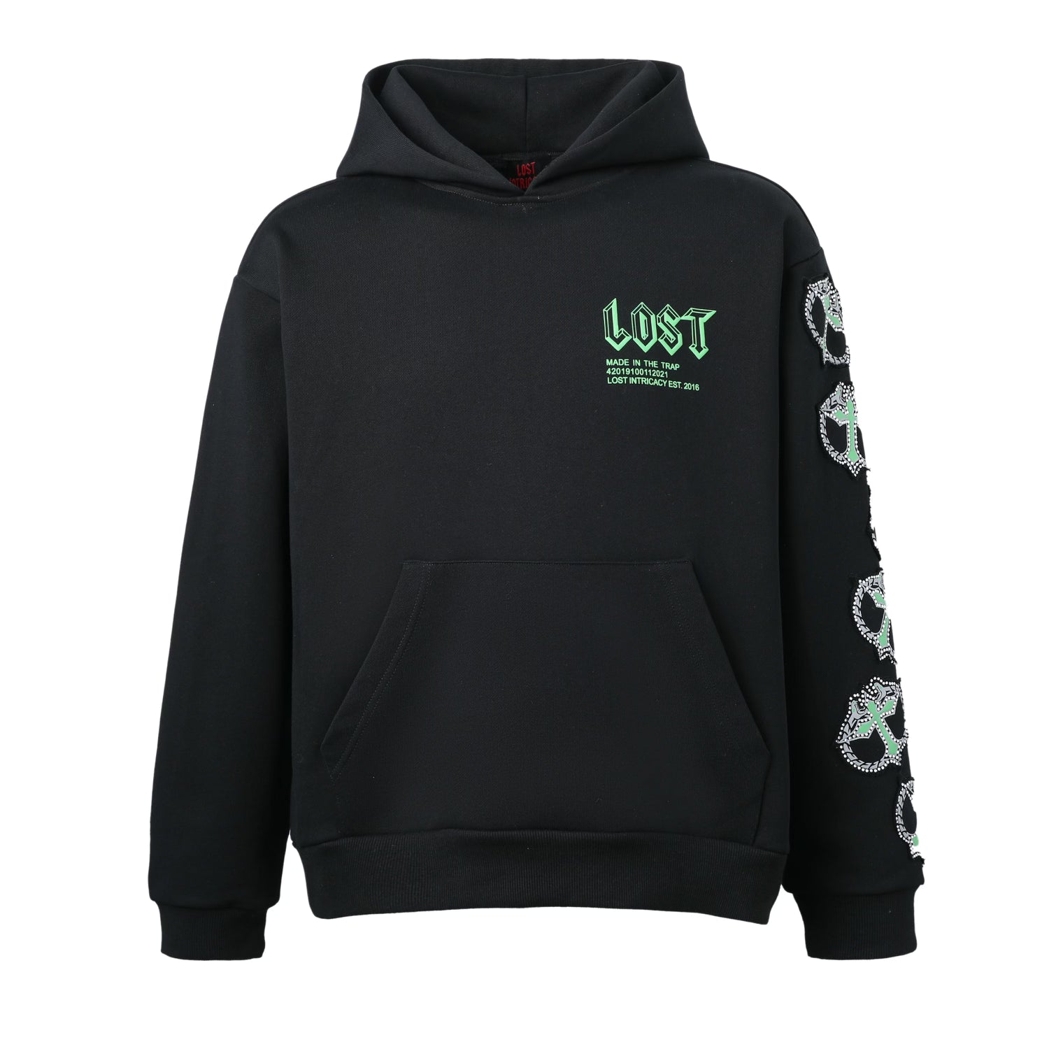 Lost Intricacy Black Green Mitt Hoodie Lost Intricacy Black Green Mitt Hoodie