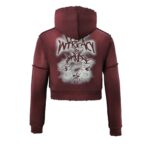 Lost Intricacy Burgundy Women Rhinestone Zip Up Hoodie
