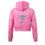 Lost Intricacy Distressed Pink Rhinestone Women’s Zip Up Hoodie