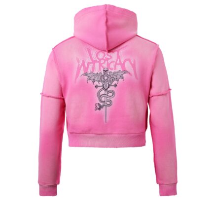 Lost Intricacy Distressed Pink Rhinestone Women’s Zip Up Hoodie
