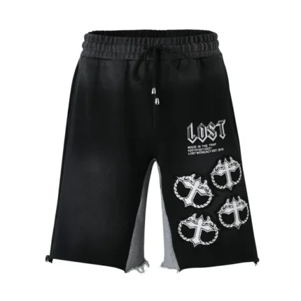 Lost Intricacy Black White Cotton Shorts