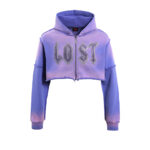 Lost Intricacy Lavender Crop Zip Up Hoodie