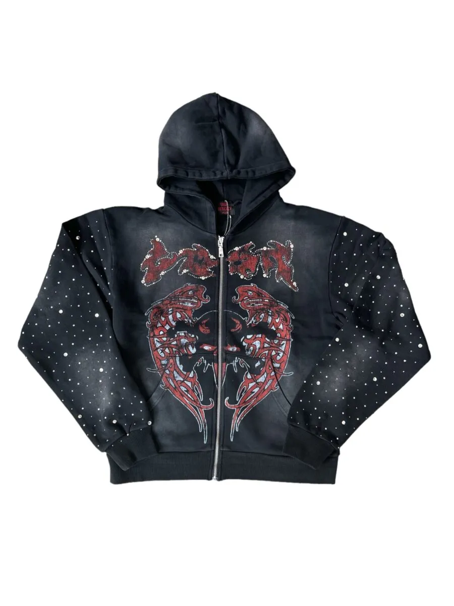 Lost Intricacy Evil Wing Zip Up Hoodie Lost Intricacy Evil Wing Zip Up Hoodie