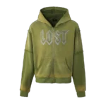 Lost Intricacy Green Rhinestone Zip Up Hoodie