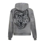 Lost Intricacy Grey Grunge Zip Up Hoodie